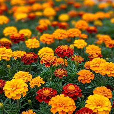 گل جعفری پاکوتاه گلریز پرگل (مینیاتوری) الوان در باغ گل جعفری پاکوتاه گلریز پرگل (مینیاتوری) الوان در باغ
